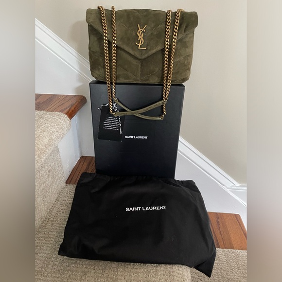 Yves Saint Laurent Toy Puffer Handbag Loden Green Suede BRAND NEW with Box - Picture 12 of 14